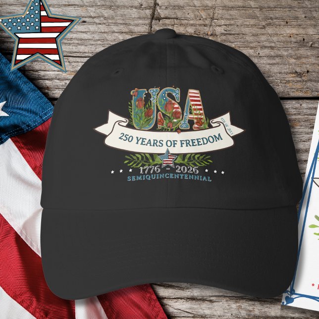 USA 250 Years of Freedom Botanical 4th Of July Hat (USA 250 Years of Freedom Botanical 4th Of July Hat)