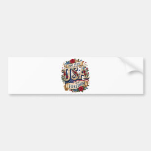 USA 250 Years of Freedom Floral Americana Bumper Sticker