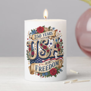 usa 250 years of freedom floral americana pillar candle