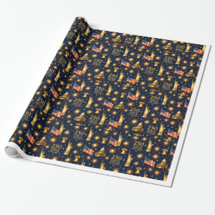 USA 250 Years of Freedom Patriotic Wrapping Paper