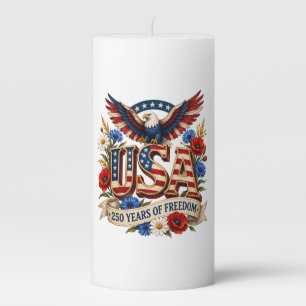 USA 250 Years of Freedom Pillar Candle