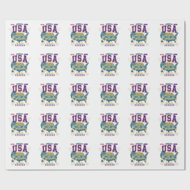 USA 250 YEARS OF FREEDOM WRAPPING PAPER (Flat)