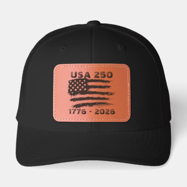 USA 250 Years of Independence 1776 2026 Leather Patch Hat (Front)