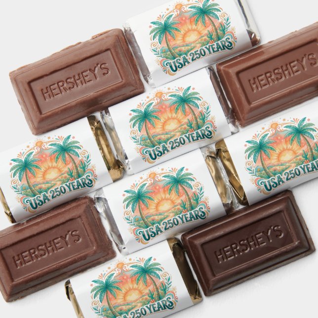 USA 250 Years Palm Trees Patriotic Desert Sunrise Hershey's Miniatures (Assorted)