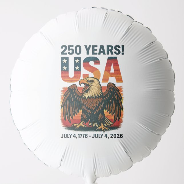USA 250 Years – Patriotic Bald Eagle July 4th 2026 Balloon (Front)