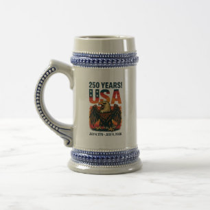 USA 250 Years – Patriotic Bald Eagle July 4th 2026 Beer Stein