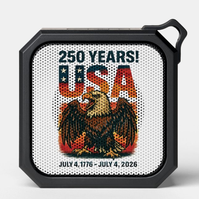 USA 250 Years – Patriotic Bald Eagle July 4th 2026 Bluetooth Speaker (Front)