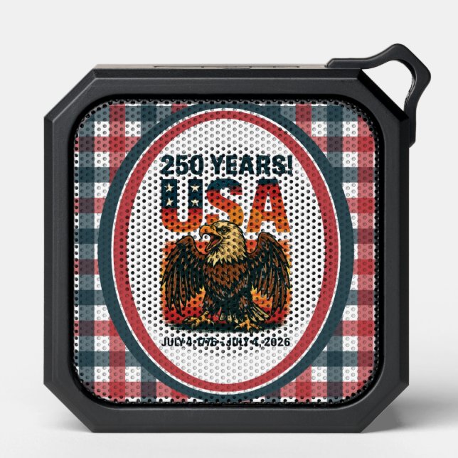 USA 250 Years – Patriotic Bald Eagle July 4th 2026 Bluetooth Speaker (Front)