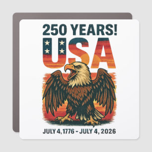 USA 250 Years – Patriotic Bald Eagle July 4th 2026 Car Magnet