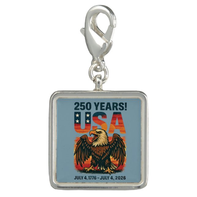 USA 250 Years – Patriotic Bald Eagle July 4th 2026 Charm (Front)