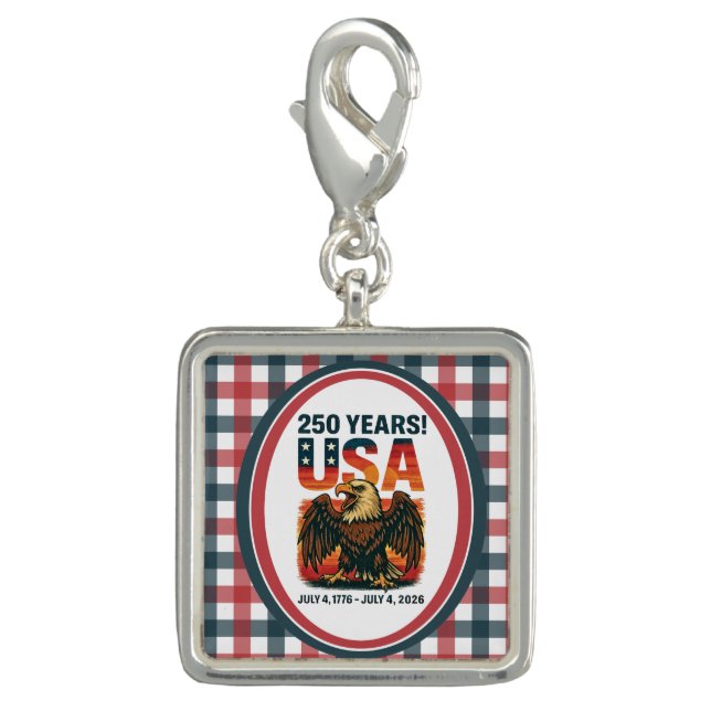 USA 250 Years – Patriotic Bald Eagle July 4th 2026 Charm (Front)