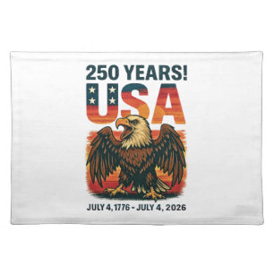 USA 250 Years – Patriotic Bald Eagle July 4th 2026 Cloth Placemat