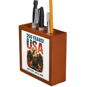 USA 250 Years – Patriotic Bald Eagle July 4th 2026 Desk Organizer