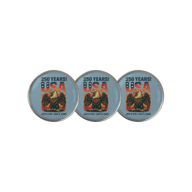 USA 250 Years – Patriotic Bald Eagle July 4th 2026 Golf Ball Marker (3 Up)