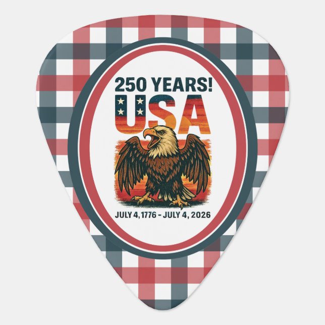 USA 250 Years – Patriotic Bald Eagle July 4th 2026 Guitar Pick (Front)