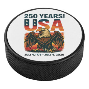 USA 250 Years – Patriotic Bald Eagle July 4th 2026 Hockey Puck