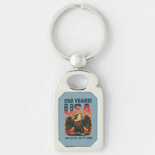 USA 250 Years – Patriotic Bald Eagle July 4th 2026 Keychain