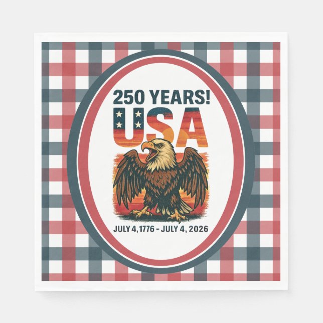 USA 250 Years – Patriotic Bald Eagle July 4th 2026 Napkins (Front)