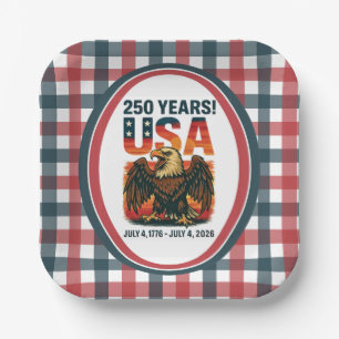 USA 250 Years – Patriotic Bald Eagle July 4th 2026 Paper Plates
