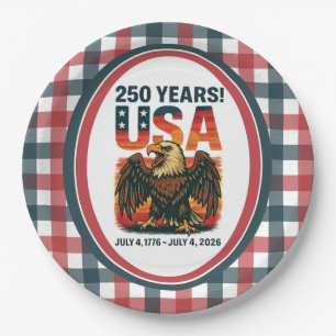 USA 250 Years – Patriotic Bald Eagle July 4th 2026 Paper Plates