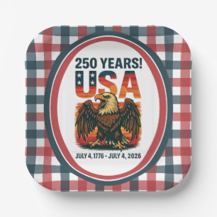 USA 250 Years – Patriotic Bald Eagle July 4th 2026 Paper Plates
