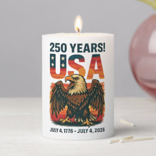 USA 250 Years – Patriotic Bald Eagle July 4th 2026 Pillar Candle