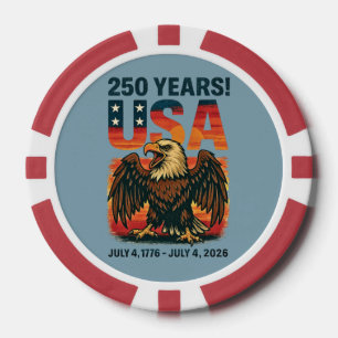 USA 250 Years – Patriotic Bald Eagle July 4th 2026 Poker Chips