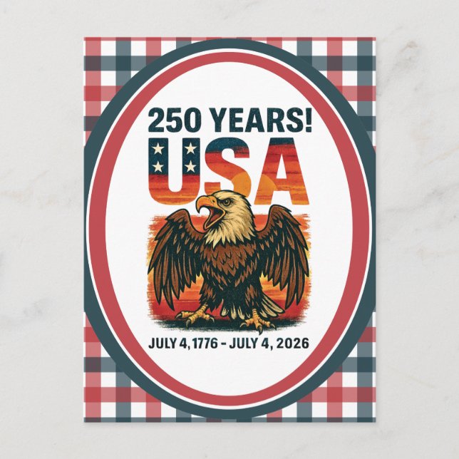 USA 250 Years – Patriotic Bald Eagle July 4th 2026 Postcard (Front)