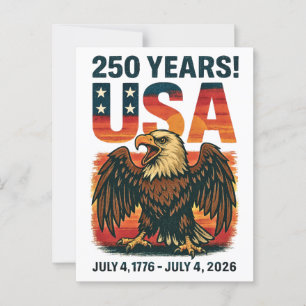 USA 250 Years – Patriotic Bald Eagle July 4th 2026 Postcard