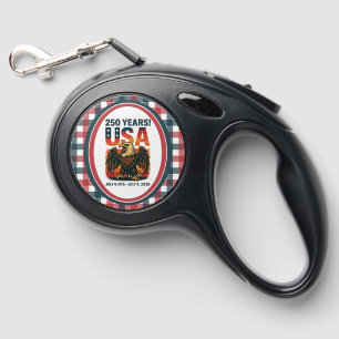 USA 250 Years – Patriotic Bald Eagle July 4th 2026 Retractable Pet Leash