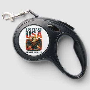 USA 250 Years – Patriotic Bald Eagle July 4th 2026 Retractable Pet Leash