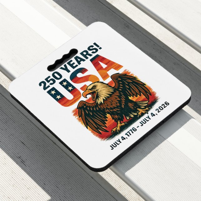 USA 250 Years – Patriotic Bald Eagle July 4th 2026 Seat Cushion (In Situ)