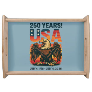 USA 250 Years – Patriotic Bald Eagle July 4th 2026 Serving Tray