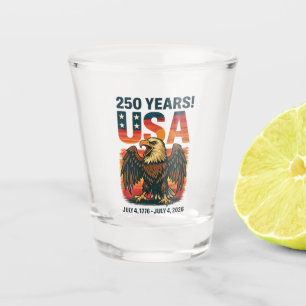 USA 250 Years – Patriotic Bald Eagle July 4th 2026 Shot Glass