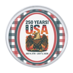 USA 250 Years – Patriotic Bald Eagle July 4th 2026 Silver Finish Lapel Pin