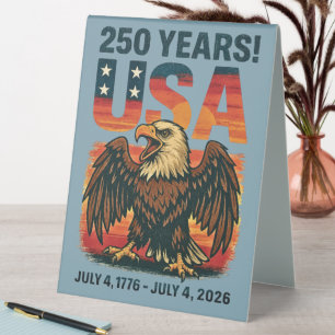 USA 250 Years – Patriotic Bald Eagle July 4th 2026 Table Tent
