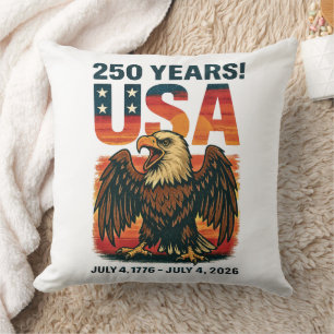 USA 250 Years – Patriotic Bald Eagle July 4th 2026 Throw Pillow