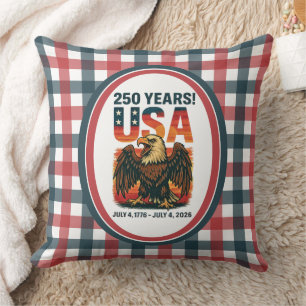 USA 250 Years – Patriotic Bald Eagle July 4th 2026 Throw Pillow