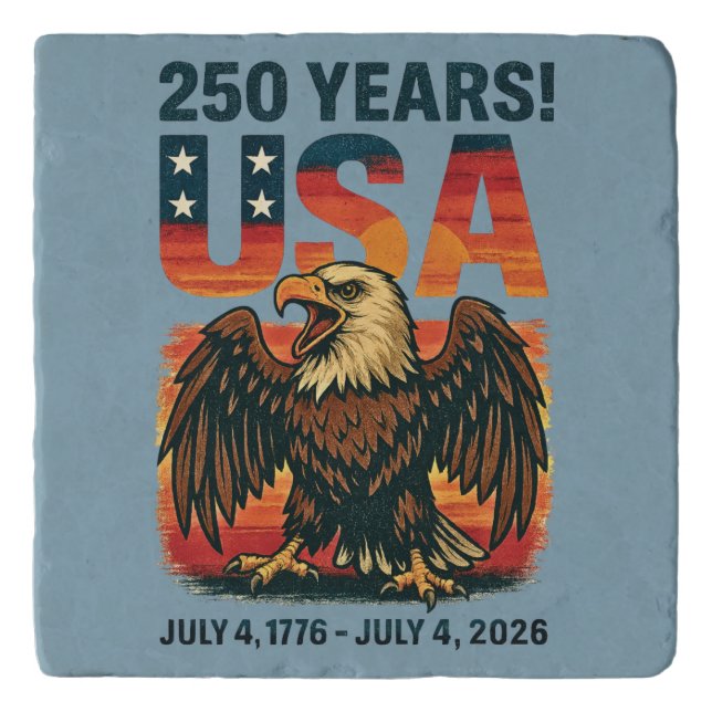 USA 250 Years – Patriotic Bald Eagle July 4th 2026 Trivet (Front)