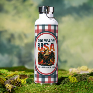 USA 250 Years – Patriotic Bald Eagle July 4th 2026 Water Bottle