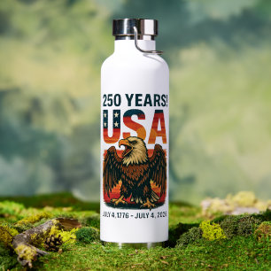 USA 250 Years – Patriotic Bald Eagle July 4th 2026 Water Bottle