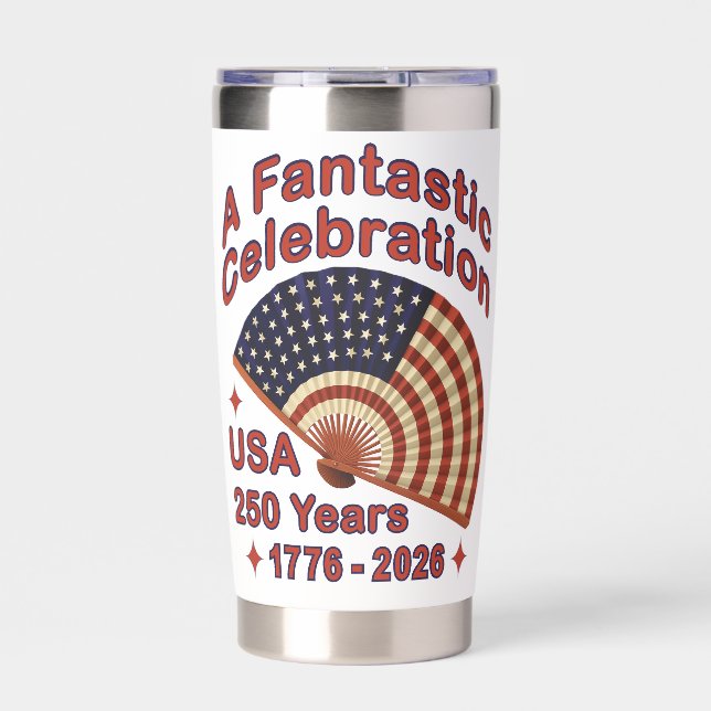 USA 250 Years Patriotic Fan Design – 1776-2026  Insulated Tumbler (Front)
