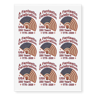 USA 250 Years Patriotic Fan Design – 1776-2026  Temporary Tattoos