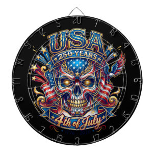 USA 250 Years Patriotic Skull 4th of July Dart Board