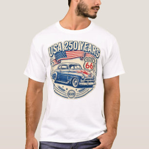 USA 250 Years Route 66 Vintage Car Men's T-Shirt