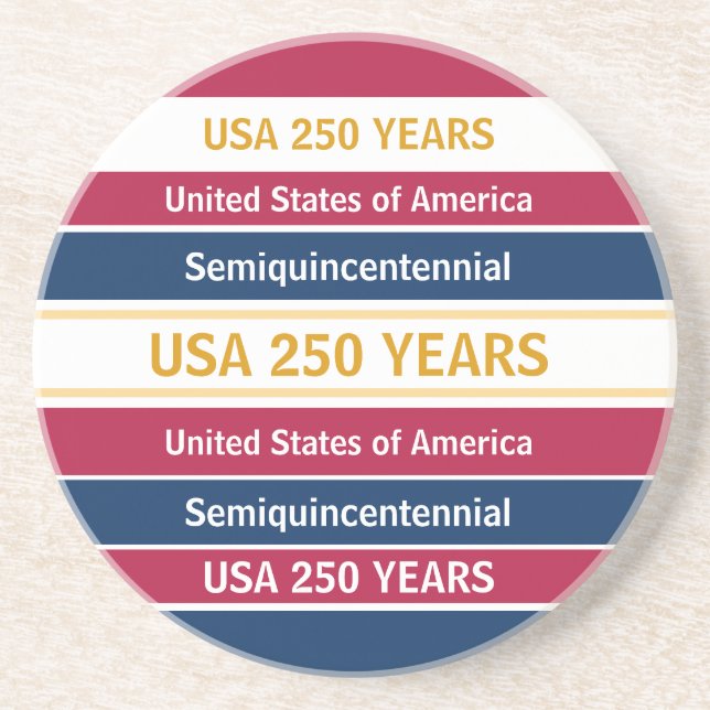 USA 250 Years Semiquincentennial Patriotic Stripes Coaster (Front)