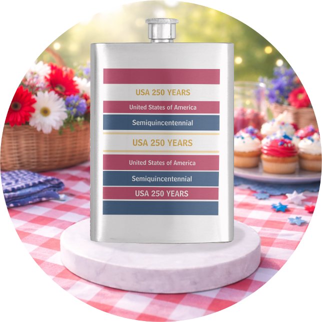 USA 250 Years Semiquincentennial Patriotic Stripes Flask (Creator Uploaded)
