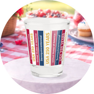 USA 250 Years Semiquincentennial Patriotic Stripes Shot Glass