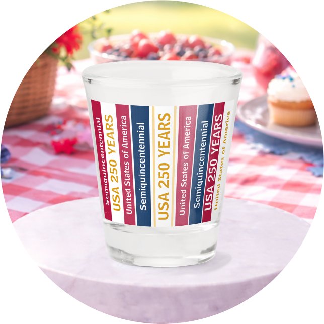 USA 250 Years Semiquincentennial Patriotic Stripes Shot Glass (Creator Uploaded)
