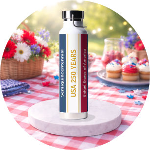 USA 250 Years Semiquincentennial Patriotic Stripes Water Bottle